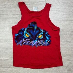 Vintage Seaworld Shirt Kraken Rollercoaster Ride Sleeveless Tank Adult S Red